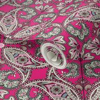 Hot Pink Bandana Paisley Tile Design