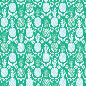 pineapple ikat_ frog green and sky blue