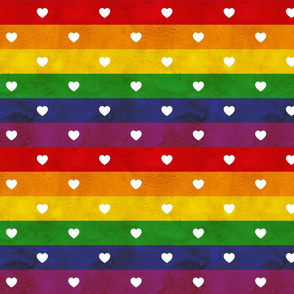 Rainbow flag love hearts, medium stripes