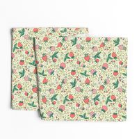 red spring strawberries on light yellow | tiny