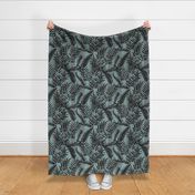 leaves on chevron black and mint