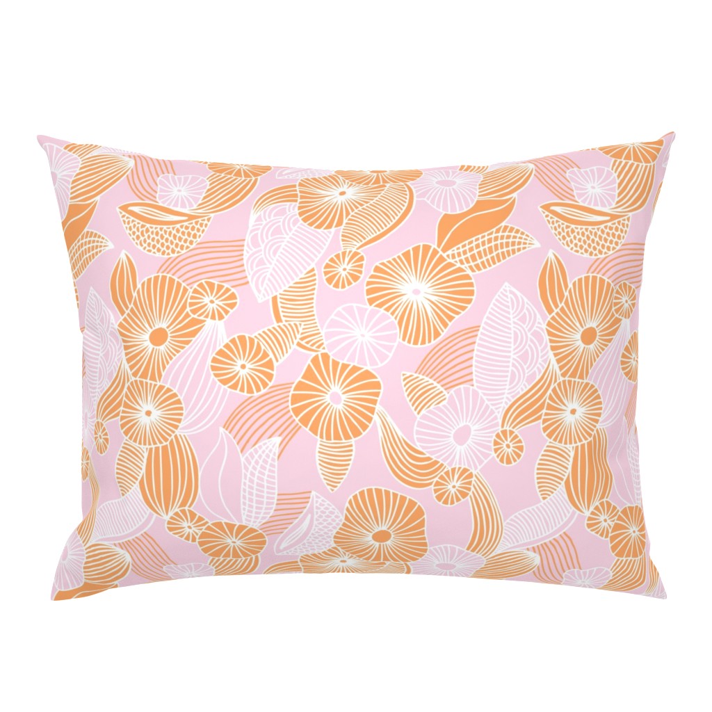 Romantic poppy flower garden and summer leaves boho love pink orange nursery girls JUMBO