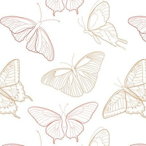 Butterfly Line Art|Pink Mustard|Renee Davis