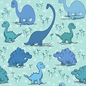 Dinosaurs on Green,  mid scale