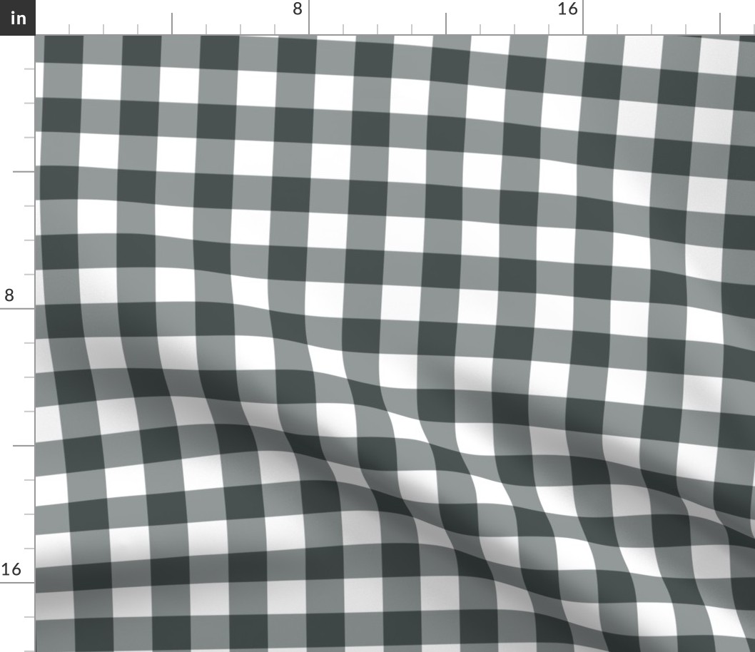 1” Gingham Check (charcoal + white)