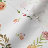 XL Country Floral Farm Animals– Girls Bedding Blanket, Pink Peach Blush Flower Wreath, ROTATED