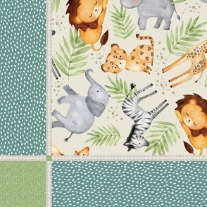 54”x36” MINKY Panel - Jungle Blanket – Kids Wild Animal Nursery Bedding, Lion Elephant Giraffe Zebra Rhino Cheetah, FABRIC REQUIRED IS 54” or WIDER