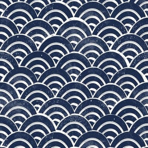 SMALL Japanese Waves pattern fabric - seigaha fabric, wave fabric, wave pattern, ocean water fabric - navy