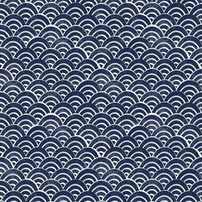 MINI Japanese Waves pattern fabric - seigaha fabric, wave fabric, wave pattern, ocean water fabric - navy
