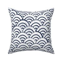 MED Japanese Waves pattern fabric - seigaha fabric, wave fabric, wave pattern, ocean water fabric - navy white