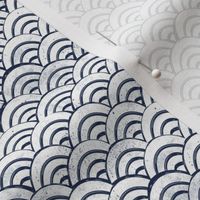 MINI Japanese Waves pattern fabric - seigaha fabric, wave fabric, wave pattern, ocean water fabric - navy white