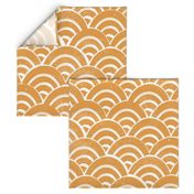 LARGE Japanese Waves pattern fabric - seigaha fabric, wave fabric, wave pattern, ocean water fabric - golden yellow