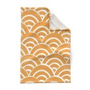 LARGE Japanese Waves pattern fabric - seigaha fabric, wave fabric, wave pattern, ocean water fabric - golden yellow