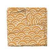 LARGE Japanese Waves pattern fabric - seigaha fabric, wave fabric, wave pattern, ocean water fabric - golden yellow