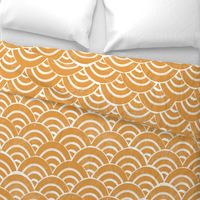 LARGE Japanese Waves pattern fabric - seigaha fabric, wave fabric, wave pattern, ocean water fabric - golden yellow