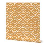 LARGE Japanese Waves pattern fabric - seigaha fabric, wave fabric, wave pattern, ocean water fabric - golden yellow