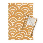 LARGE Japanese Waves pattern fabric - seigaha fabric, wave fabric, wave pattern, ocean water fabric - golden yellow