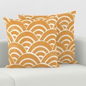 LARGE Japanese Waves pattern fabric - seigaha fabric, wave fabric, wave pattern, ocean water fabric - golden yellow