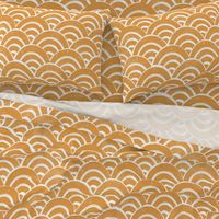 LARGE Japanese Waves pattern fabric - seigaha fabric, wave fabric, wave pattern, ocean water fabric - golden yellow