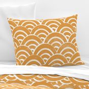 LARGE Japanese Waves pattern fabric - seigaha fabric, wave fabric, wave pattern, ocean water fabric - golden yellow