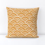 MED Japanese Waves pattern fabric - seigaha fabric, wave fabric, wave pattern, ocean water fabric - golden yellow