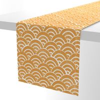 MED Japanese Waves pattern fabric - seigaha fabric, wave fabric, wave pattern, ocean water fabric - golden yellow