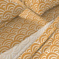 MED Japanese Waves pattern fabric - seigaha fabric, wave fabric, wave pattern, ocean water fabric - golden yellow