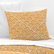 MED Japanese Waves pattern fabric - seigaha fabric, wave fabric, wave pattern, ocean water fabric - golden yellow