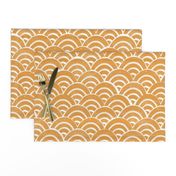 MED Japanese Waves pattern fabric - seigaha fabric, wave fabric, wave pattern, ocean water fabric - golden yellow