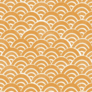 MED Japanese Waves pattern fabric - seigaha fabric, wave fabric, wave pattern, ocean water fabric - golden yellow