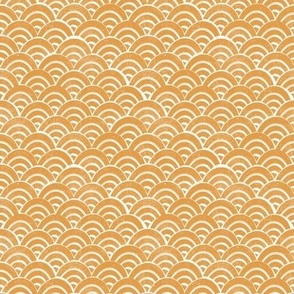 MINI Japanese Waves pattern fabric - seigaha fabric, wave fabric, wave pattern, ocean water fabric - golden yellow