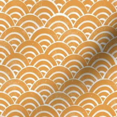 SMALL  Japanese Waves pattern fabric - seigaha fabric, wave fabric, wave pattern, ocean water fabric - golden yellow