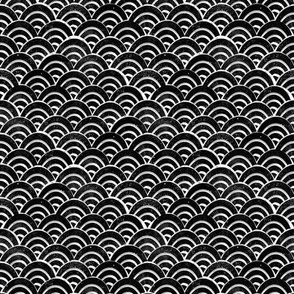 MINI Japanese Waves pattern fabric - seigaha fabric, wave fabric, wave pattern, ocean water fabric - black