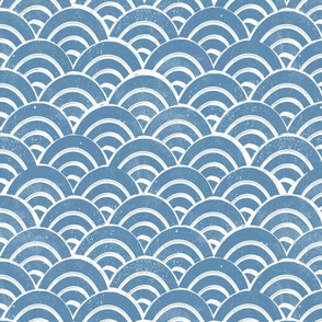 MED Japanese Waves pattern fabric - seigaha fabric, wave fabric, wave pattern, ocean water fabric - blue