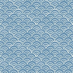 MINI Japanese Waves pattern fabric - seigaha fabric, wave fabric, wave pattern, ocean water fabric - blue