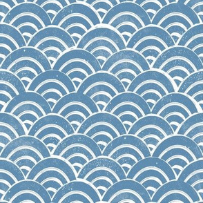 SMALL Japanese Waves pattern fabric - seigaha fabric, wave fabric, wave pattern, ocean water fabric - blue