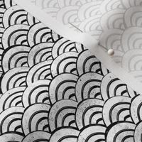 MINI  Japanese Waves pattern fabric - seigaha fabric, wave fabric, wave pattern, ocean water fabric - black and white