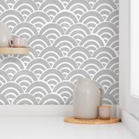 LARGE Japanese Waves pattern fabric - seigaha fabric, wave fabric, wave pattern, ocean water fabric - grey