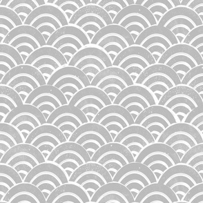 MED Japanese Waves pattern fabric - seigaha fabric, wave fabric, wave pattern, ocean water fabric - grey