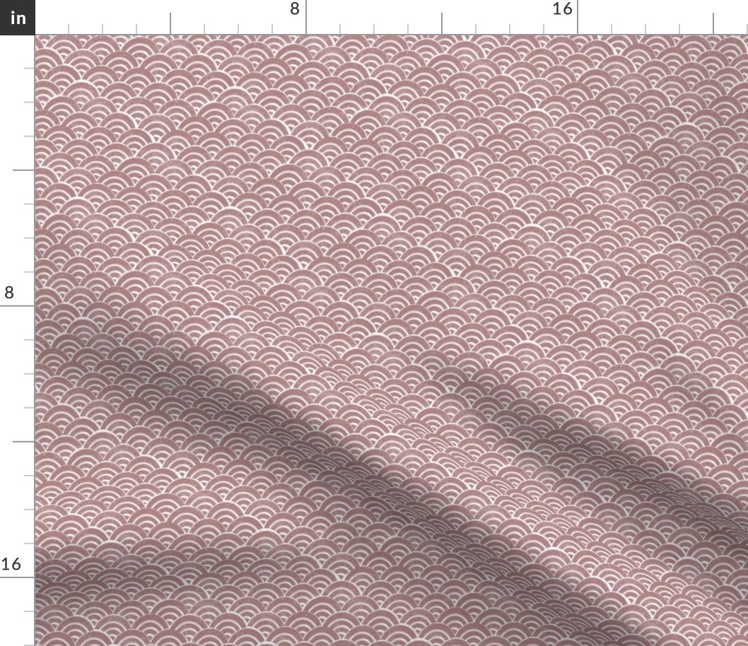 MINI  Japanese Waves pattern fabric - seigaha fabric, wave fabric, wave pattern, ocean water fabric - mauve