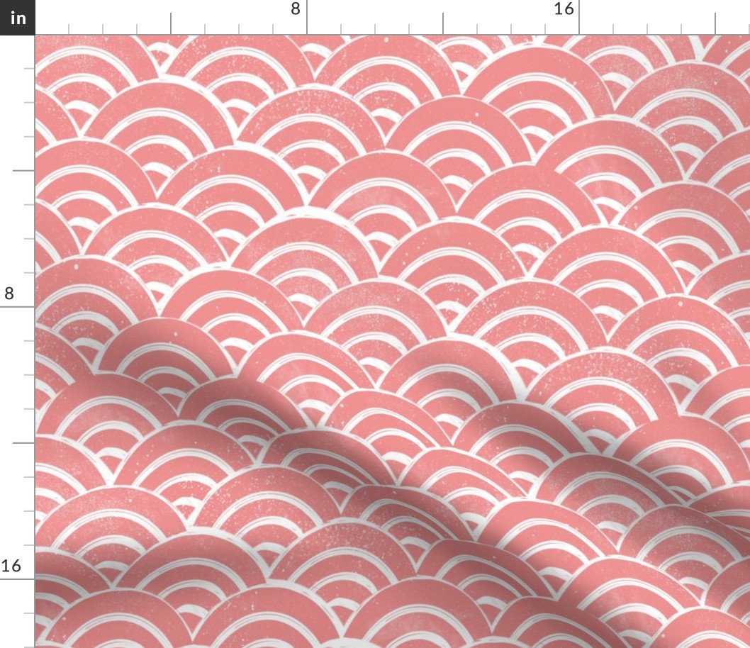 MEDIUM    Japanese Waves pattern fabric - seigaha fabric, wave fabric, wave pattern, ocean water fabric - pink