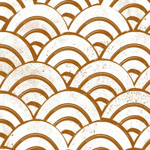 LARGE   Japanese Waves pattern fabric - seigaha fabric, wave fabric, wave pattern, ocean water fabric - rust/white