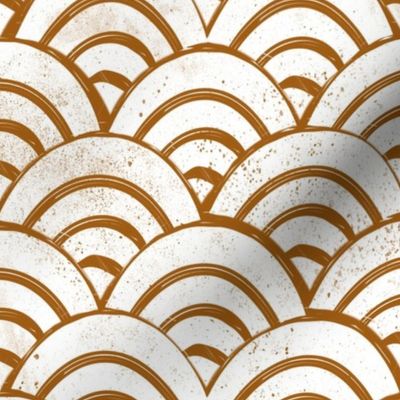 MEDIUM   Japanese Waves pattern fabric - seigaha fabric, wave fabric, wave pattern, ocean water fabric - rust/white