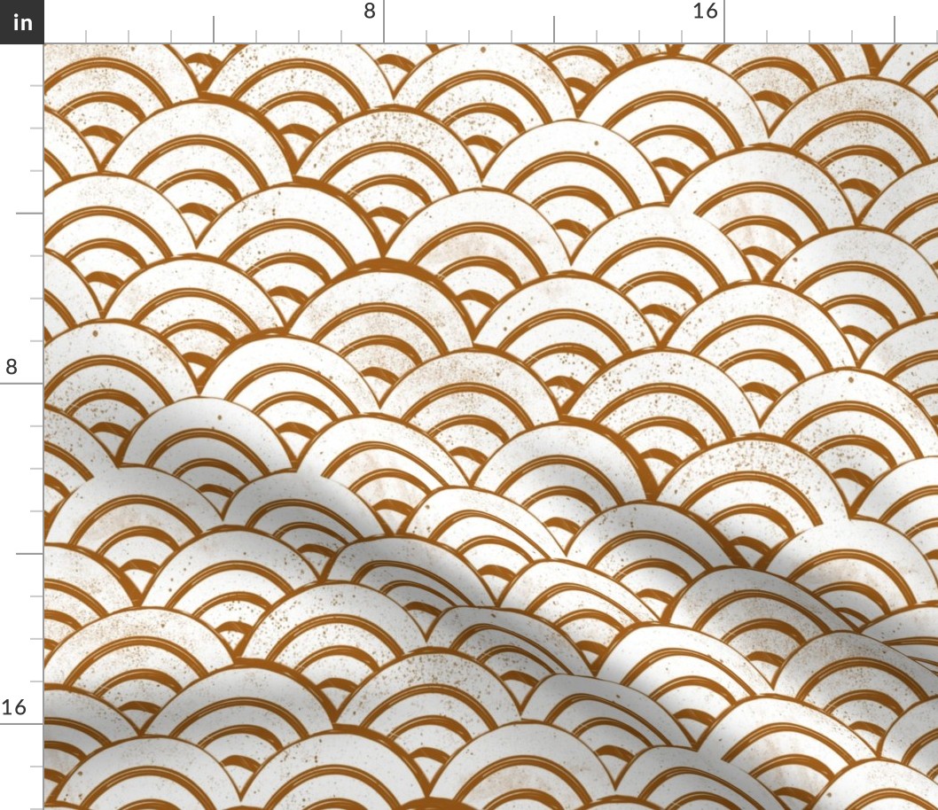 MEDIUM   Japanese Waves pattern fabric - seigaha fabric, wave fabric, wave pattern, ocean water fabric - rust/white