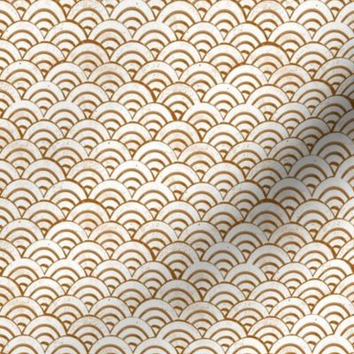 MINI   Japanese Waves pattern fabric - seigaha fabric, wave fabric, wave pattern, ocean water fabric - rust/white