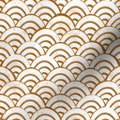 SMALL   Japanese Waves pattern fabric - seigaha fabric, wave fabric, wave pattern, ocean water fabric - rust/white