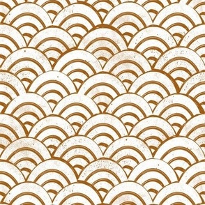 SMALL   Japanese Waves pattern fabric - seigaha fabric, wave fabric, wave pattern, ocean water fabric - rust/white