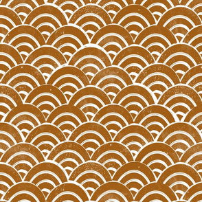 MEDIUM   Japanese Waves pattern fabric - seigaha fabric, wave fabric, wave pattern, ocean water fabric - rust