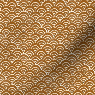 MINI   Japanese Waves pattern fabric - seigaha fabric, wave fabric, wave pattern, ocean water fabric - rust