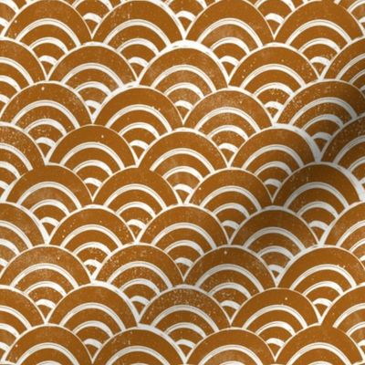 SMALL  Japanese Waves pattern fabric - seigaha fabric, wave fabric, wave pattern, ocean water fabric - rust